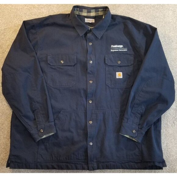 Carhartt 104146 412 Blue Ripstop Flannel Lined Snap Up Jacket Coat Men's 3XL Reg - Picture 1 of 16